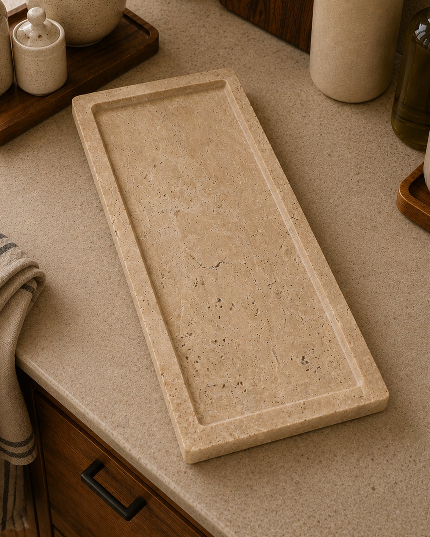 Glass Tray Travertine