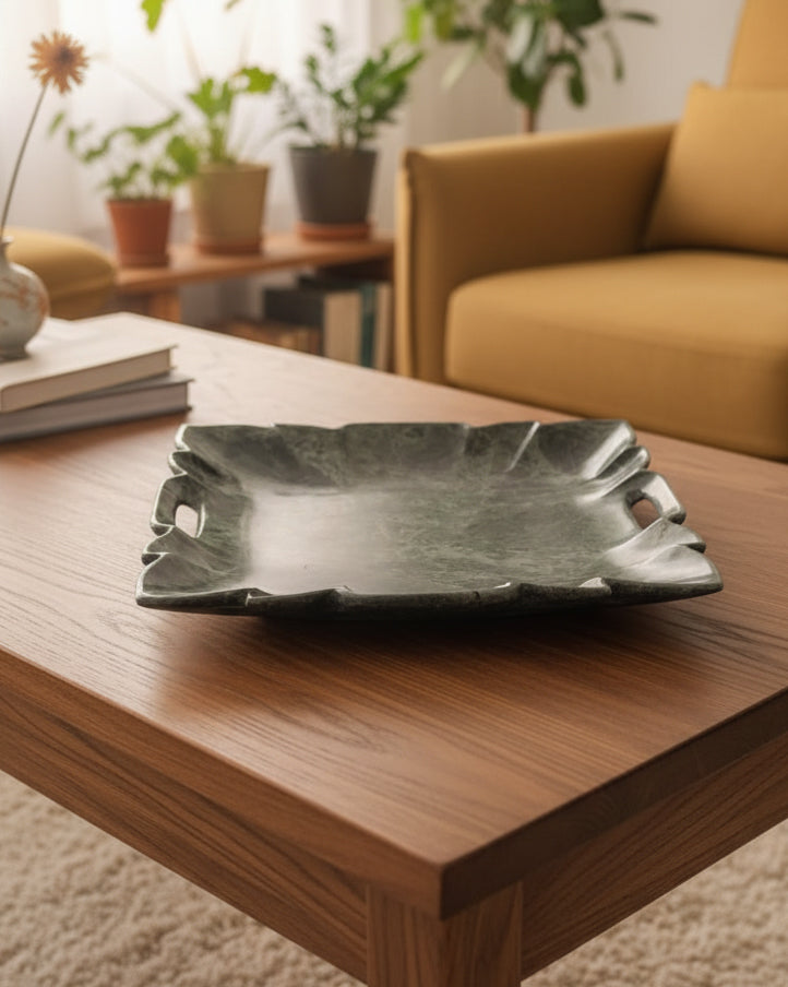 Handle Tray Marble - Iranian Green