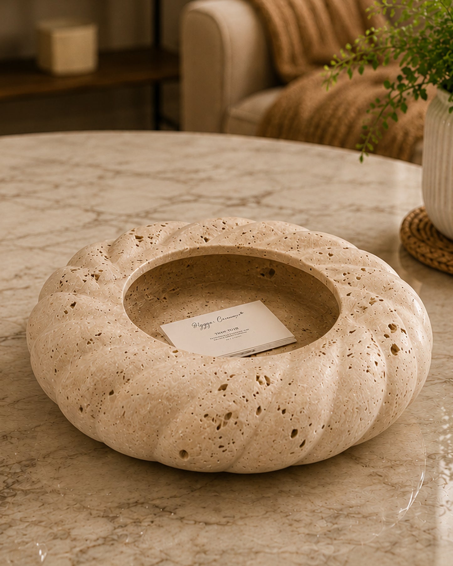 Travertine Wheel Bowl