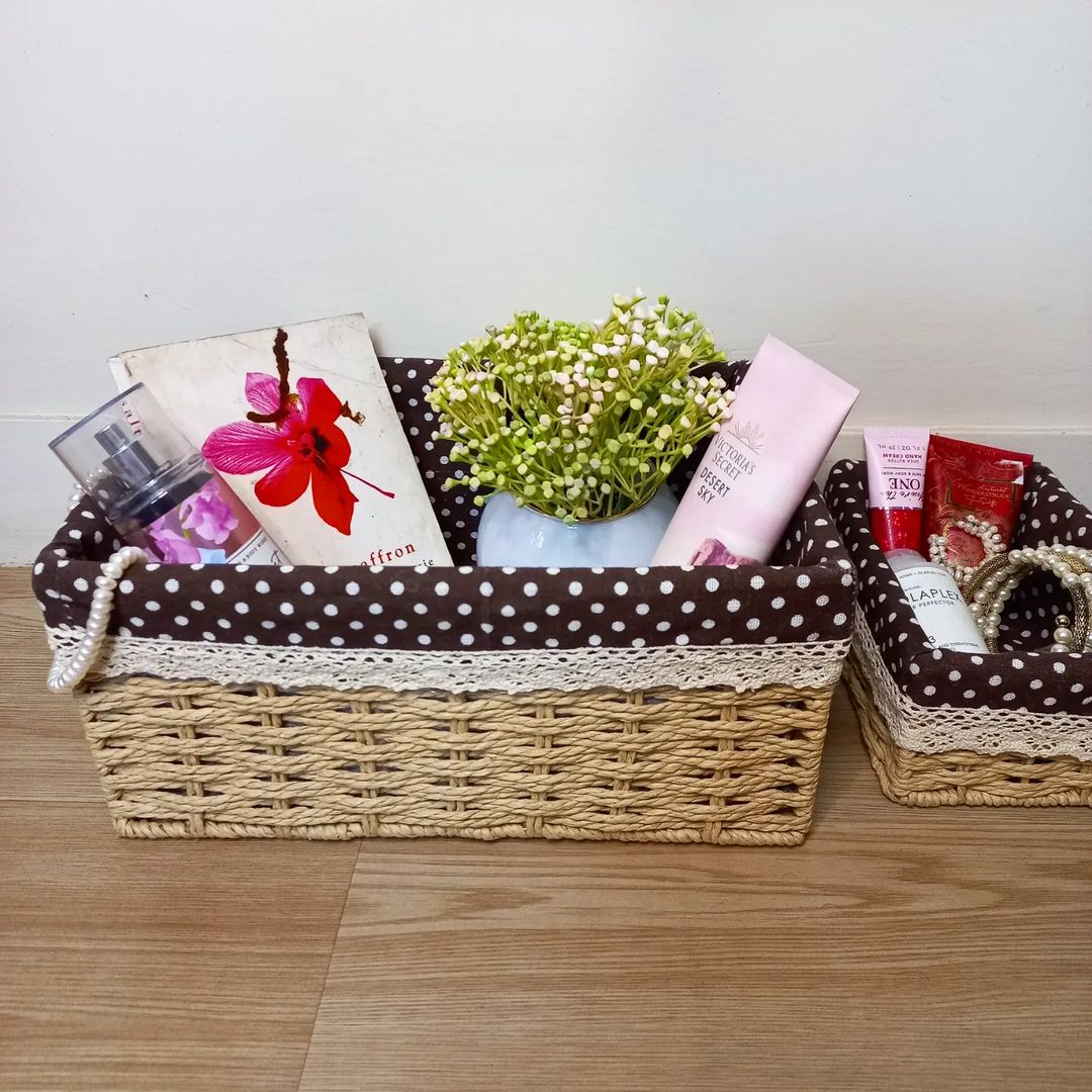 Polka Dot Brown Organizing Basket