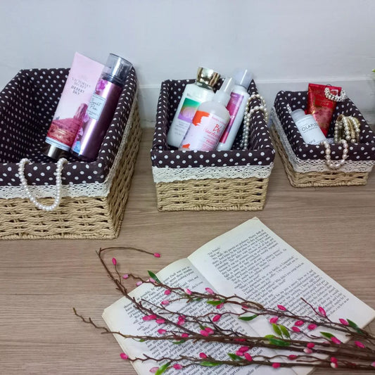 Polka Dot Brown Organizing Basket