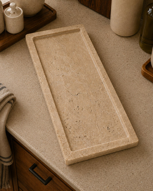 Glass Tray Travertine