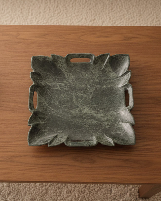 Handle Tray Marble - Iranian Green
