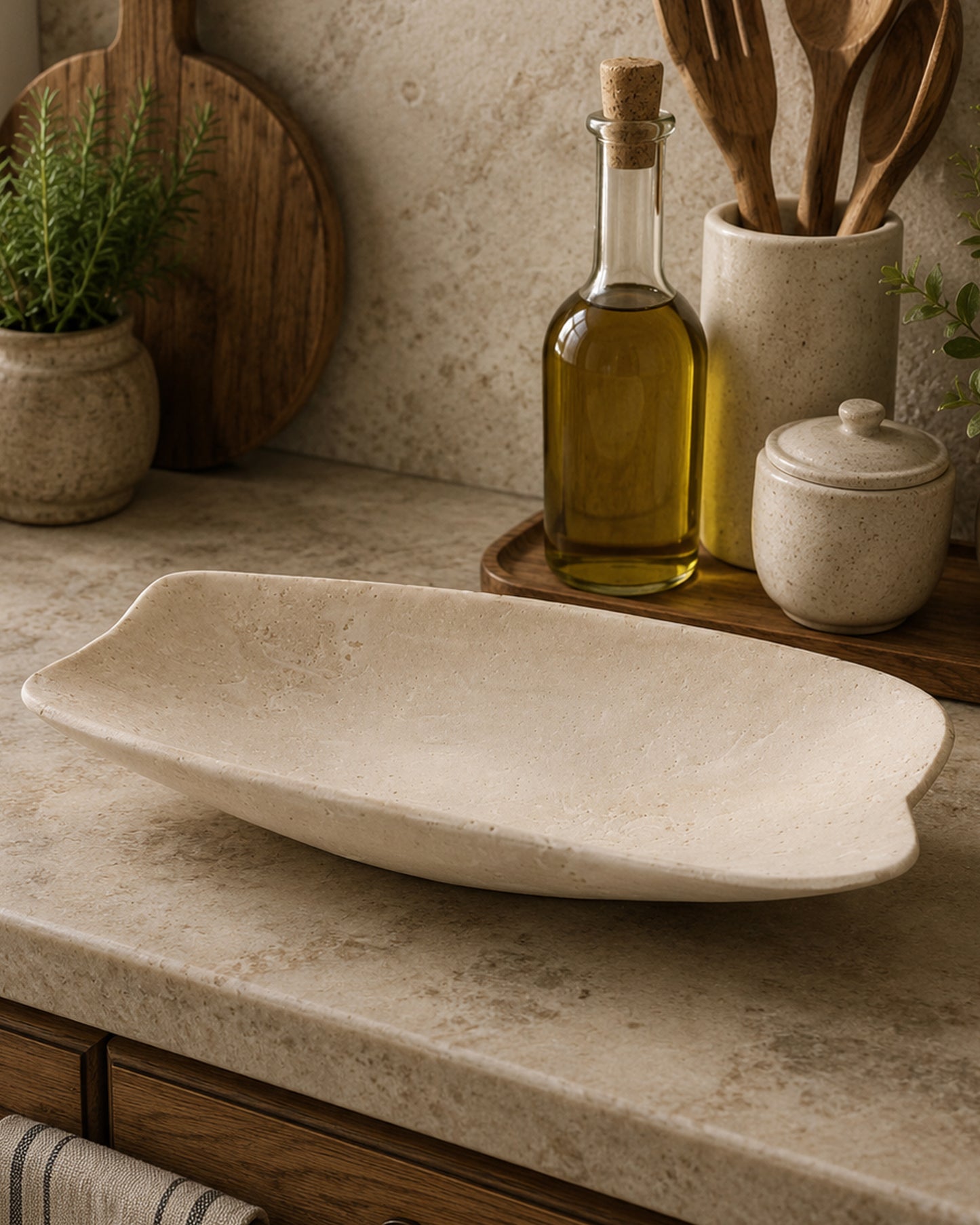 Heart Tray Travertine