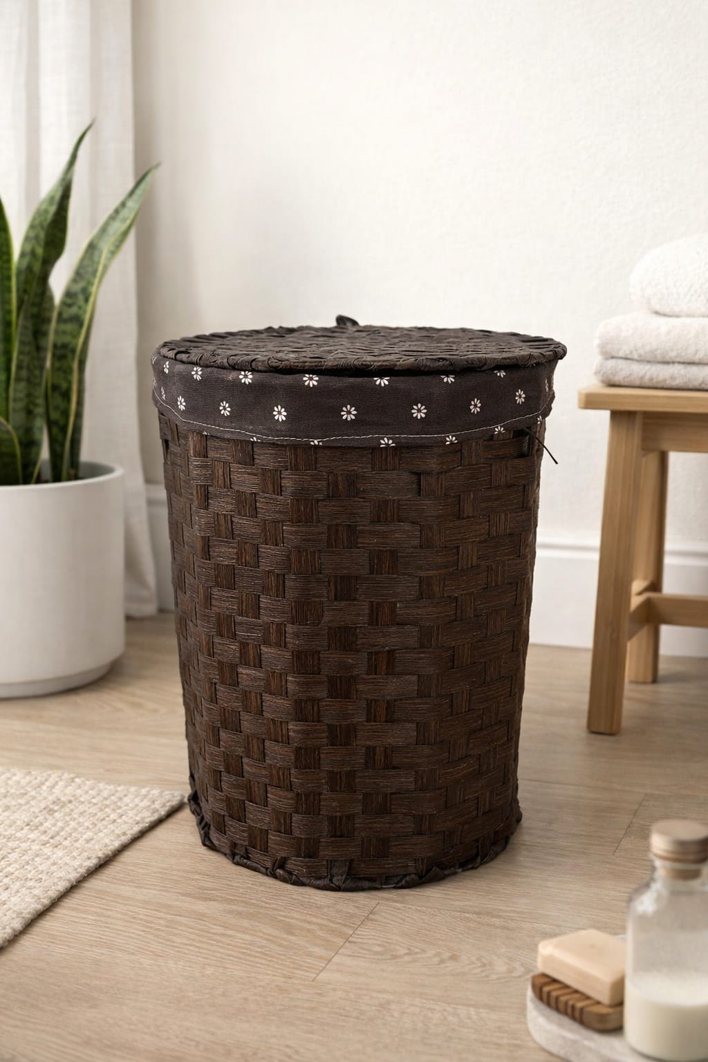 Round Hand-Woven Laundry Basket
