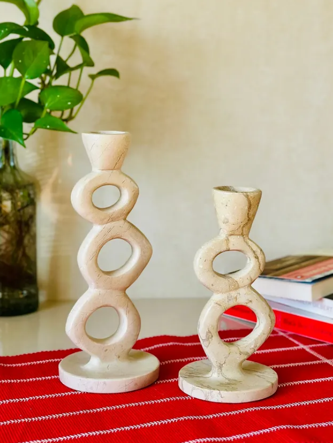 Travertine Candle Stand